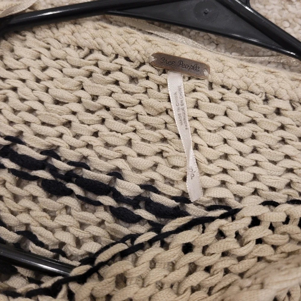 Free People Over And Easy Striped Cropped Sweater Size Small